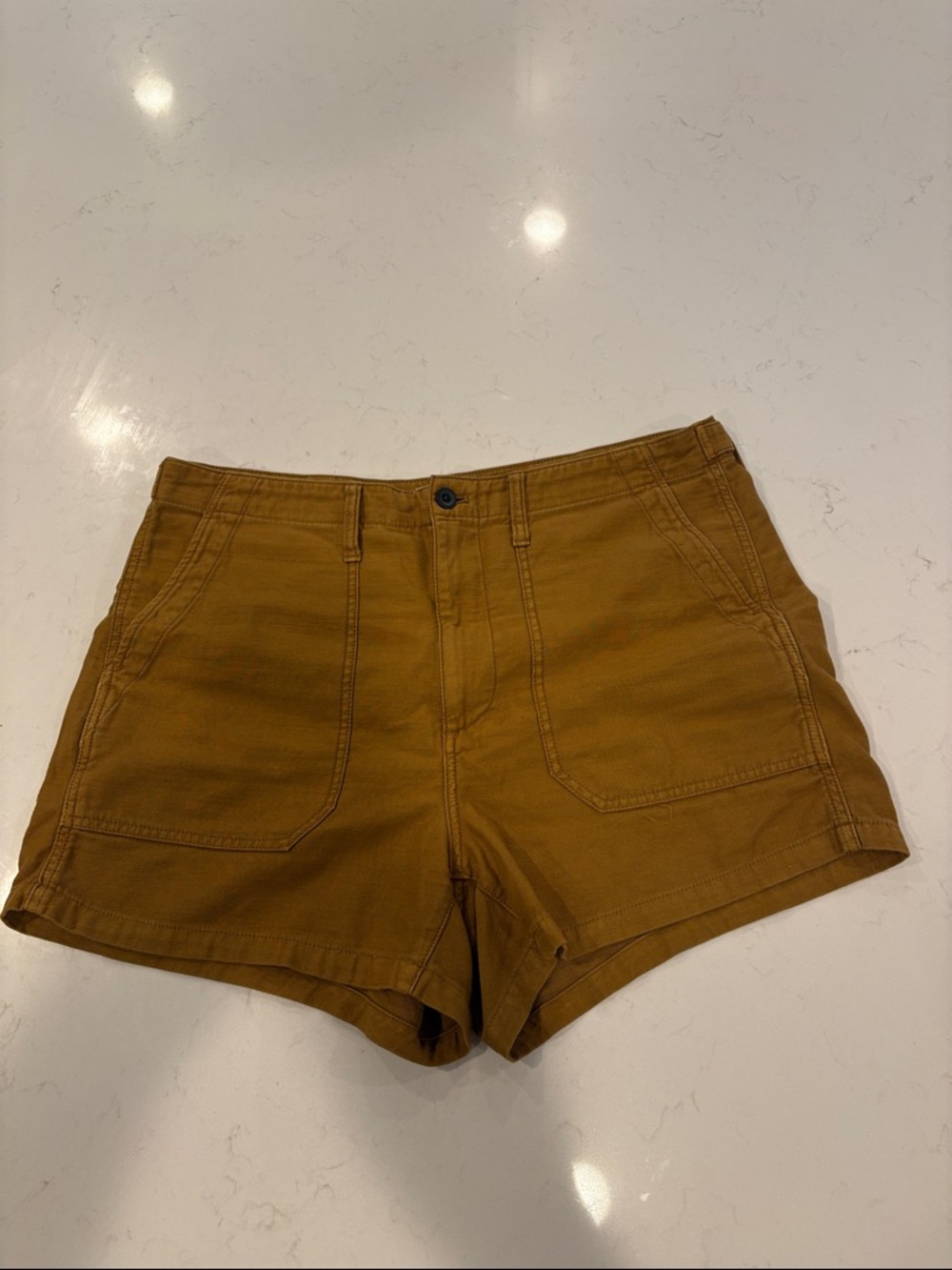 Madewell High-Waist Utility Shorts in Mustard Brown